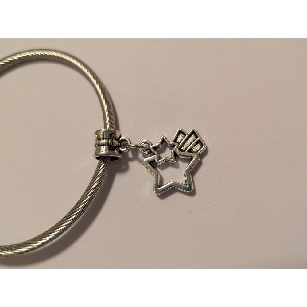 Silver Shooting Star Dangle Charm for Cable Bracelet Celestial Jewelry